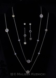 moonstone and CZ sterling silver satellite set  